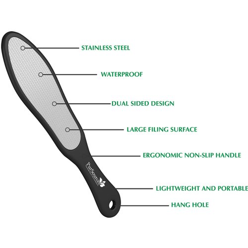 PurOrganica Premium Foot File - 10.6" Long - Professional Corn and Callus Remover Pedicure Rasp - for Thick, Cracked, Dead and Dry Skin - for Scaly Feet, Knees & Elbows