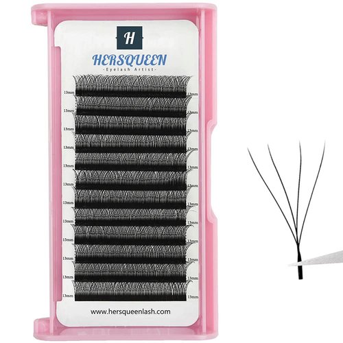 HERSQUEEN W Shape Lash Extensions C Curl 0.07mm Mix Length 8-16mm Premade 4D Fans Volume Lash Extensions Handmade Faux Mink Lashes Soft Natural False Lashes(C 0.07 8-16mm)