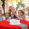 Oudain Cars Birthday Party Supplies Racing Party Decorations Round Racing Tablecloth Checkered Flag Table Covers Road Plastic Table Cloth, 1950s Disco Dancing Party Tablecloth (Red,3 Pcs)