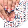 4th of July Nail Sticker - 8PCS/Set Independence Day Nail Design 3D Self-Adhesive Nail Decals Flag USA National Day Nail Stickers DIY Manicure Decoration American Independence Day Element Accessories