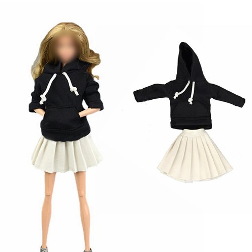 1/6 Doll Clothes for 11.5inch Girl Doll Outfits Top Hoodies Pleated Skirts Cosplay Students Clothing Dolls Accessories (Style B)