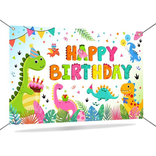 Mocsicka Dinosaur Birthday Banner for Kids Watercolor Dinosaur Happy Birthday Backdrop Boys Dinosaur Themed Birthday Party Decorations Supplies 70.8 x 43.3 Inch