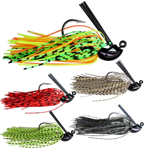 THKFISH Boo Jig Bass Fishing Lure with Weed Guard, Swim Jigs for Bass Fishing Weedless Jigs Heads Ned-Jigs Mix Color Metal Fishing Jigs Kit 1/5oz 1/4oz 3/8oz 1/2oz 5pcs