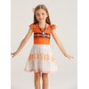 Sukyfecde Princess Dress up for Girls Cosplay Costume Dresses Toddler Kids Birthday Outfits Halloween Role Play Clothes Size 7-8 Orange