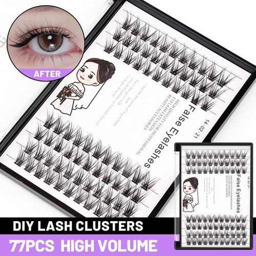 Bodermincer 84 Cluster D Curl Natural Style Eyelashes Professional Makeup Individual Cluster EyeLashes Grafting Fake False Eyelashes (10MM)