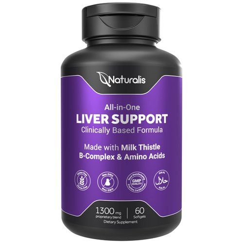 Naturalis Silymarin Milk Thistle 1300mg Enhanced with B Complex & Amino Acids | 13-in-1 Liver Cleanse, Detox & Repair | 60 Liver Essential Softgels