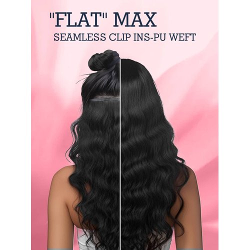 Clip in Hair Extensions Seamless Clip in Hair Extensions Human Hair Real Hair Extensions Clip in Human Hair,Body Wave 110g 16 Inch Natural Black Ultra-thin PU Weft,100% Remy Hair Extensions