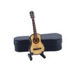 Dselvgvu Wooden Miniature Guitar with Stand and Case Mini Musical Instrument Miniature Dollhouse Model Home Decoration Ornament (3.94"x1.42"x0.59")