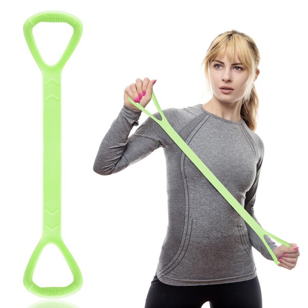 Seenelling Figure 8 Resistance Band, Back Arm Shoulder Training Elastic Band Rope Stretch Fitness Band, Chest Arm Exercise Equipment for Yoga Pilates Stretching Physical Therapy, Gym Workout(Green)