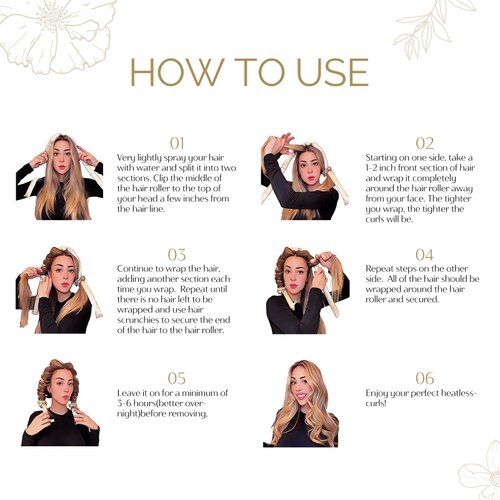 YANIBEST Heatless Hair Curler to Sleep in, Overnight curl headband, No Heat Hair Curler Set with Hair Clip Scrunchies for Styling