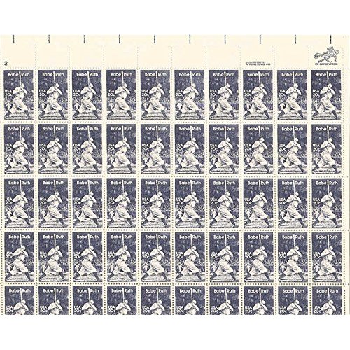 Babe Ruth Sheet of 50 x 20 Cent US Postage Stamps Scott 2046