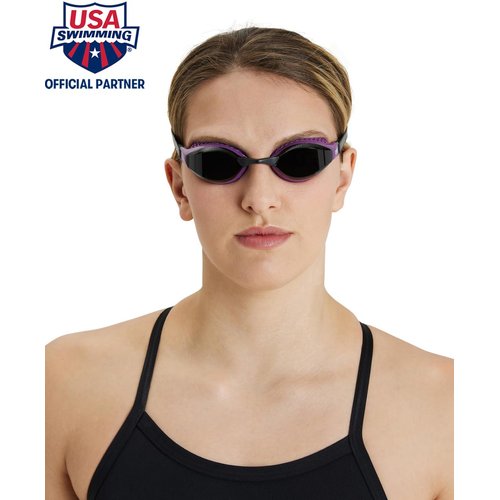 Arena Unisex Adult Air-Speed Anti-Fog Racing Swim Goggles for Men and Women Special Air Seals Technology No Leaking Non-Mirror Lens, Dark Smoke/Purple