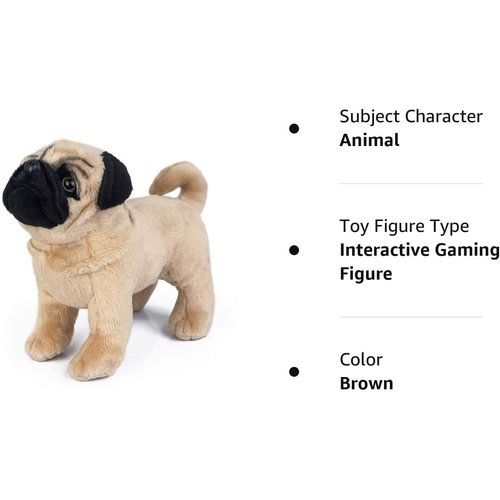 RoseAuroma 12 inches Brown Pug Dog Plush Doll Stuffed Animals Toy Plush Dog