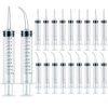 12 ml Plastic Syringes Set, Dental Syringe with Curved Tip and Straight Tip, Disposable Irrigation Syringe Mouthwash Cleaner for Oral Care, Animal Feeding, with Measurement (20 Pieces)