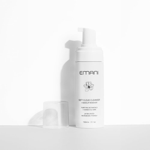 Emani Soft Cloud Foam Cleanser, Facial Cleanser Balances pH + Maintains Natural Oils, Fragrance-Free Makeup Remover + Face Wash, Gently Cleanses Without Over Drying, 150ml