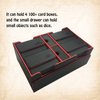 AEGIS GUARDIAN Commander Deck Box Hold 600+ Sleeved Cards, Card Deck Box with 2 Dice Tray Fit for TCG MTG CCG, Holds up to 4 Card Storage Boxes, PU Leather Strong Magnet, Black and Red