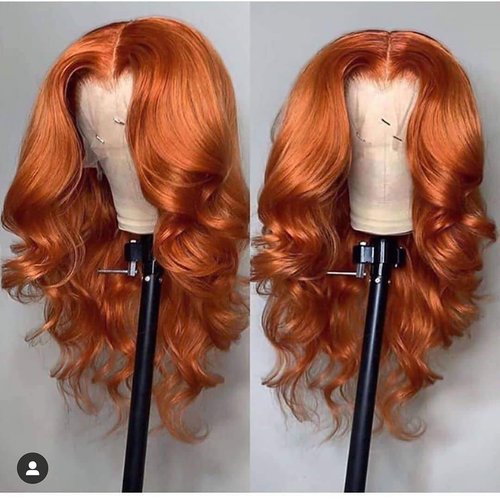 Orange Ginger Lace Front Wigs Human Hair Wig With Baby Hair Christmas Decorations for Women(18 inch 4*4 lace front wig)