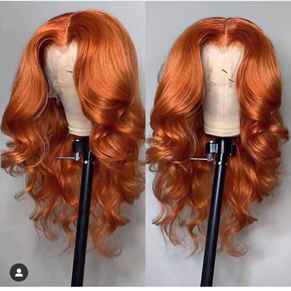 Orange Ginger Lace Front Wigs Human Hair Wig With Baby Hair Christmas Decorations for Women(18 inch 4*4 lace front wig)