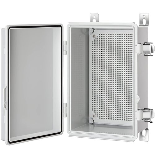 Gratury Junction Box, IP67 Waterproof Plastic Enclosure for Electrical Project, Hinged Grey Cover, includes Mounting Plate and Wall Bracket 290×190×140mm (11.4"×7.5"×5.5")
