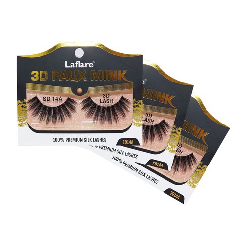 Laflare Silk Lashes 3D FAUX MINK Eyelashes, Light, Reusable, Handmade, Natural Looking, Professional Easy to Apply Eyelashes in a Knitted Style2-3 PACKS BUNDLE SPECIAL (3, SD14A)