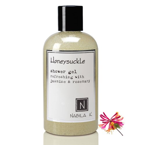 Nabila K Honeysuckle Shower Gel Refreshing Body Wash with Jasmine & Rosemary, 8 oz - Naturally Derived, Sulfate-Free, Paraben-Free - Made in the USA