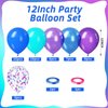 Purple Blue Teal Balloon,50 Pcs 12 Inches Metallic Blue Purple Teal Balloons Confetti Balloons for Kids Video Game Party Decoration Baby Shower Engagement Party Supplies
