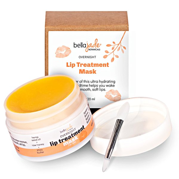 Lip Sleeping Mask Overnight Moisturizer Balm with Organic Shea Butter and Raw Honey Softens and Hydrates Dry Cracked Lips While You Sleep