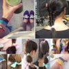 Susufaa 100 Pcs / Lot Candy Color Ribbon Ponytail Holder Yoga Twist Elastic Band or Hair Ties Hair Accessories