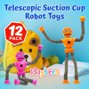 Telescopic Suction Cup Robot Toys 12-Pack Shape Changing Educational Fidget Toys with Remote Control Sensory Toys ADHD Autistic Stimulating Creative Learning Pop Tubes - Robot Party Favors