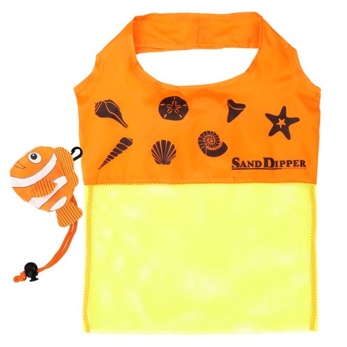 Sand Dipper Expandable Mesh Tote Bag | Cute Orange Clownfish nylon bag (Orange clownfish)