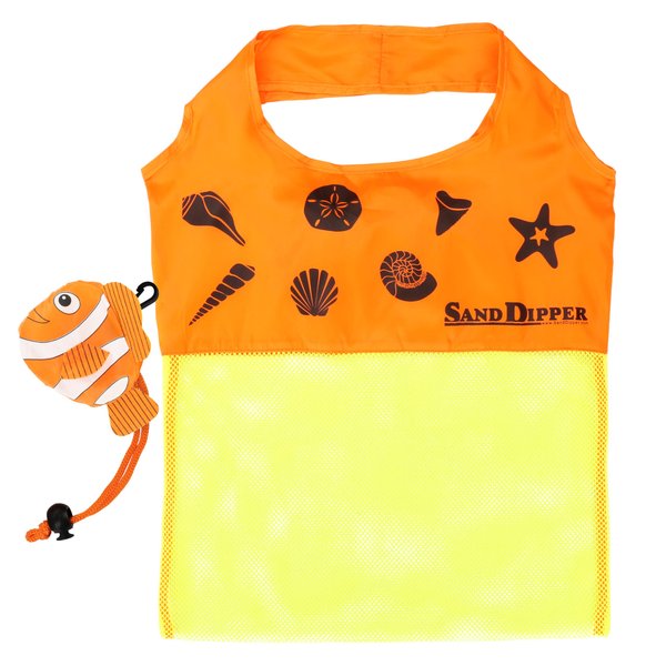 Sand Dipper Expandable Mesh Tote Bag | Cute Orange Clownfish nylon bag (Orange clownfish)