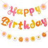 SUNBEAUTY Flower Daisy Happy Birthday Banner Groovy Party Banners Groovy Party Decorations Boho Happy Birthday Banner Daisy Retro Hippie Party Supplies Baby Shower | Pre-Strung
