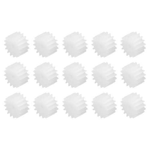 MECCANIXITY 15Pcs Plastic Gears 16 Teeth Plastic Shaft Gears Model 162AA Reduction Gear for RC Car Model DIY Robot,White Module 0.5