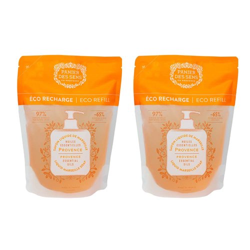 Panier des Sens - Liquid Hand Soap Refills - Provence Foaming Hand Soap Refill - French Moisturizing Hand Wash with Coconut Oil - Kitchen & Bathroom Hand Soap - Soft Soap Refill 97% Natural - 34 Fl.oz