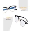Kursan Blue Light Blocking Glasses for Women Men Semi-Rimless Frame Fake Nerd Eyeglasses (Bright Black Gold)