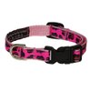 Xsmall Pink Leopard Dog Collar: 1/2" wide, Adjusts 6-12" - Made in USA.