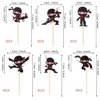 24 PCS Ninja Cupcake Toppers Assembled Martial Arts Karate Kung Fu Warriors Cupcake Picks Decorations for Ninja Theme Baby Shower Kids Birthday Party Supplies