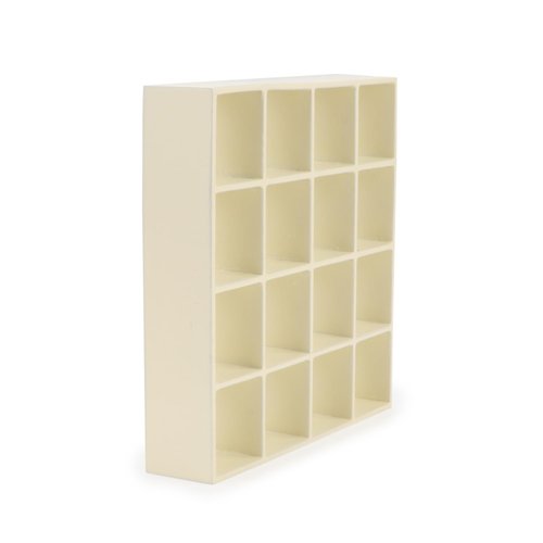 Miniature Furniture Wooden Storage Rack 16 Grid Shelves 1:12 Dollhouse Accessories Bookshelf Display Shelf Wall Rack Stand Mini House Scene Decoration (Beige)