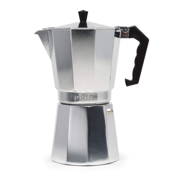 Primula Classic Stovetop Espresso and Coffee Maker, Moka Pot for Italian and Cuban Café Brewing, Greca Coffee Maker, Cafeteras, 12 Espresso Cups, Silver