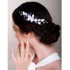 Chargances Wedding White Flower Rhinestone Hair Comb Bridal Silver Leaf Hair Side Comb Fashion Crystal Handmade Headpiece Hair Accessories for Women and Girls (Silver)