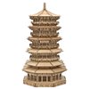 Krfapt Wooden Pagoda 3D Wooden Puzzle - DIY Wood Craft Kits for Adults to Build Best Gift for Birthdays and Party Favors Age 14+(Six-Storied Pagoda) (1287 PCS)