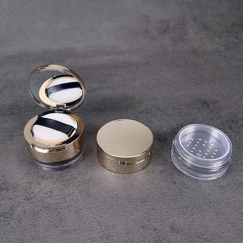 UUYYEO 8 Gram Empty Makeup Powder Container with Puff Mini Loose Powder Compact Case Plastic Face Powder Box Refillable Powder Bottle Cosmetic Jars