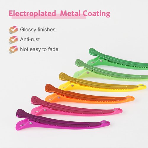 AIMIKE 12pcs Hair Clips for Styling Sectioning, No Crease Duck Billed Hair Clips with Silicone Band, Hair Styling Clips, Hair Roller Clips, Salon Hair Sectioning Clips, Hair Cutting Clips, Neon