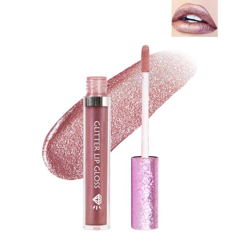 Caedelfly High Shine Glitter Lip Gloss Long Lasting, Shimmer Liquid Lipstick, Hydrating, Moisturizing Lip Gloss Delivers a Non-sticky Glossy Finish Waterproof Tinted Lip Stain for Women Lip Makeup-06