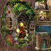 TuKIIE DIY Miniature Dollhouse Kit with Furniture, 1:32 Scale Opened & Closed Mini Cube Wooden Christmas Doll House Creative Room for Kids Teens Adults(Forest Wonderland)