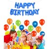 TONIFUL Blue Happy Birthday Balloons 16 Inch Mylar Foil Letters Birthday Sign Banner Balloon Bunting Reusable for Girls Boys Kids & Adults Birthday Decorations and Party Supplies