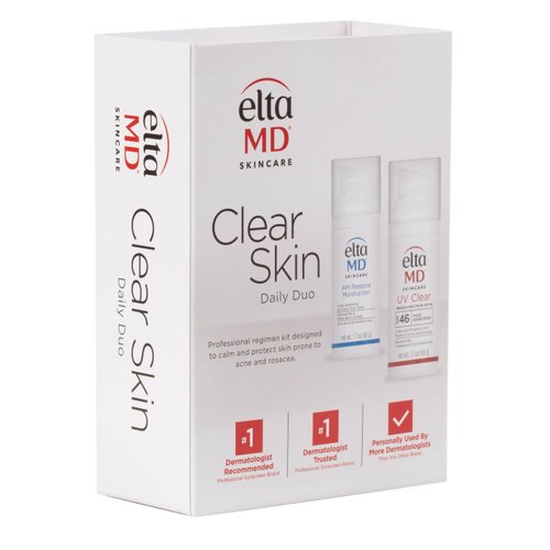 EltaMD Clear Skin Daily Duo Sensitive Skin Kit, AM Restore Facial Moisturizer and UV Clear Face Sunscreen Set, Helps Calm Rosacea and Acne Prone Skin, Made with Niacinamide and Zinc Oxide