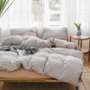 NSNLGSGC Twin Grid Gingham Duvet Cover Set Tan - Washed Soft Comforter Cover Set Brown Lightweight Bedding Set (2PCS, Twin)