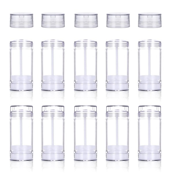 15ml/0.5oz Deodorant Containers Plastic Clear Twist-up Bottom Filling Stick Refillable Deodorant Bottles Lip Balm Tubes for DIY&Travel-10 Pack