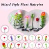 100 Pcs Bean Sprout Hair Clips Mixed Style Plant Hairpins Sprout Clips Flower Butterfly Grass mushroom Hairpins Hair Accessories Headwear for Women Kids Girls Lady Home School Party